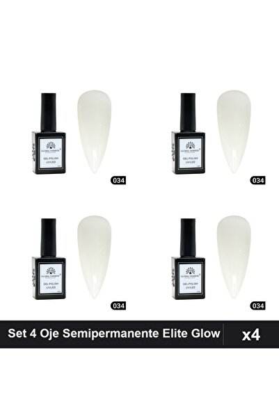 global fashion Set 4 Oje Semipermanente Elite Glow 15ml, Gel Polish UV/LED