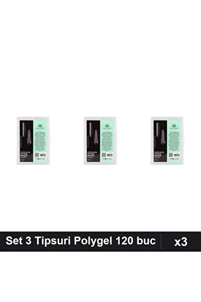 global fashion Set 3 Tipsuri Reutilizabile Polygel 120 buc, Forma Migdală Arc...