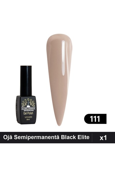 global fashion Ojă Semipermanentă Black Elite 8ml, Manichiură UV/LED, 1 Bucată
