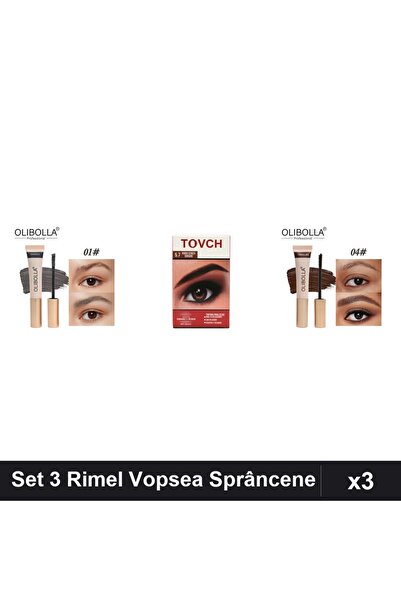 OLİBOLLA Set 3 Rimel și Vopsea Sprâncene Olibolla, Nuante Espresso Chocolate ...