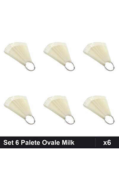 NAİLS Set 6 Palete Ovale Exersat Unghii cu Inel, Milk, Tipsuri Manichiura Pro...
