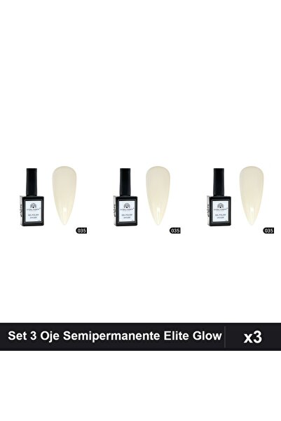 global fashion Set 3 Oje Semipermanente Elite Glow 15ml, Gel Polish UV/LED