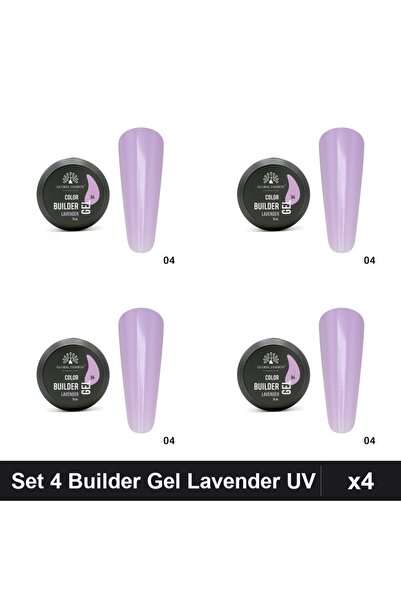 global fashion Set 4 Color Builder Gel UV 15g Lavender, Constructie Unghii,
