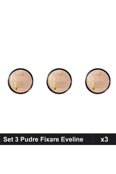 Eveline Set of 3 Cosmetics Anti-Shine Complex Compact Powders 14g, Fixing Con...