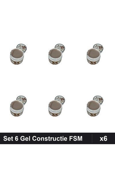 FSM Set 6 Gel Constructie UV LED 15g, Builder Gel Manichiura Profesionala