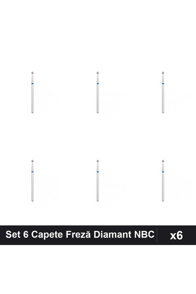 NAİLS Set 6 Capete Freză Diamant NBC Bilută Albastră 2,3mm, Duritate Mare Man...
