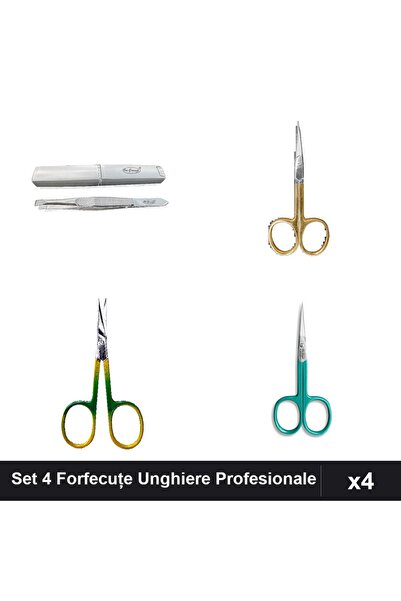 One Group Set 4 Forfecuțe Profesionale Unghiere One Group, Penseta, Clești Cu...