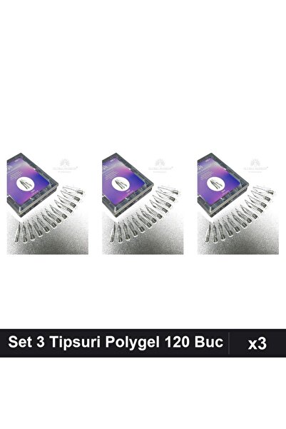 global fashion Set 3 Tipsuri Reutilizabile Polygel Edge 01, 120 Buc, Extensii...