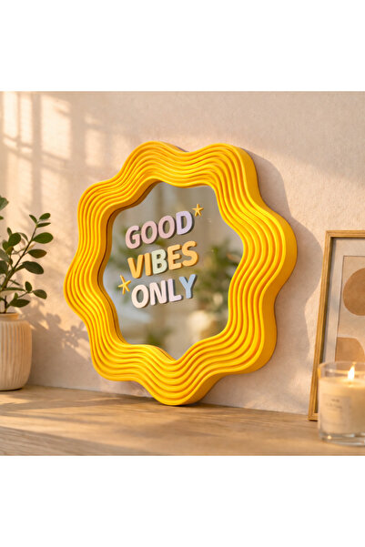 BLOOMY Ayna – Eğlenceli 3D Çerçeve – Yazılı Cam Ayna / GOOD VIBES ONLY