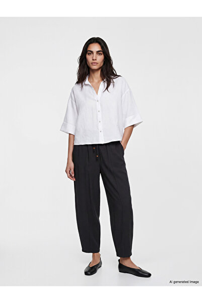 LC Waikiki Nevavm Women's Pants with Elastic Waist and Difference in Color
