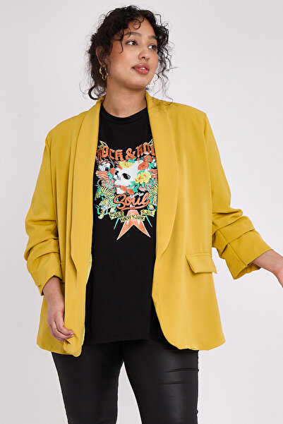 OEM Sacou Plus Size cu Maneca Incretita si Detalii de Buzunare