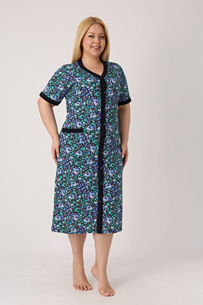 ROMEO LİFE Women's Plus Size 100% Cotton Combed Fabric Buttoned Summer Dress ...