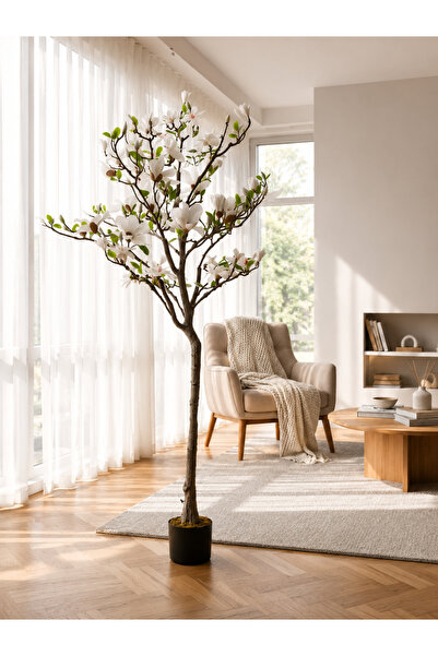 TrentonGCC Artificial Magnolia Flower Tree and Premium Decorative Indoor Plan...