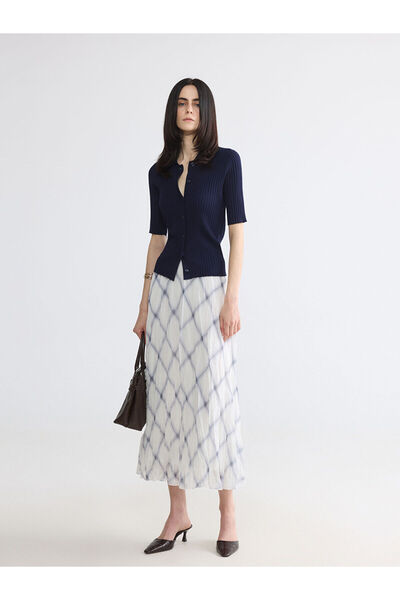 LC Waikiki Nevavm Skirt with Elastic Waist and Diamond Pattern