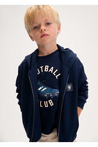 MAYORAL Men's Zippered Hooded Sweatshirt 5-10 Years Old Navy Blue