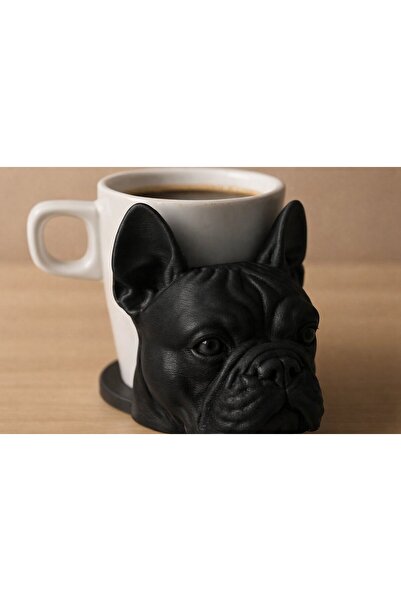 OtoBakımZamanı 3D Tasarım French Bulldog Figürlü Kupa Tutucu ve Bardak Altlığ...