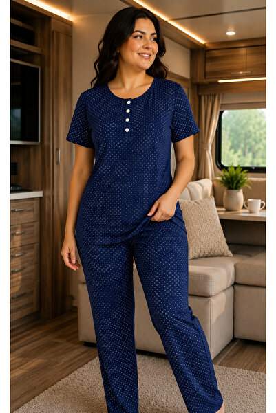 BALİS PİJAMA Women's Oversized Regular Size Bamboo Pajama Set Floral and Spec...