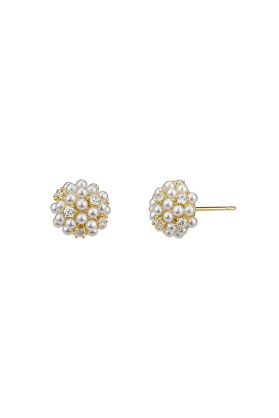 Lisa&Co. Cercei Argint Dandelion L Argint placat cu aur galben / Zircon&Shell...