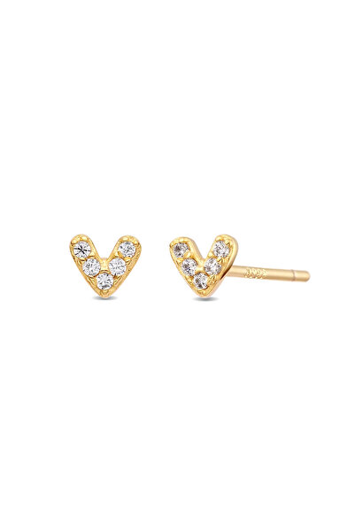 Lisa&Co. Cercei Argint Sparkling Tiny Heart Argint placat cu aur galben / Zir...