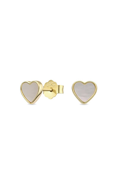 Lisa&Co. Cercei Argint Mother of Pearl Heart L Argint placat cu aur galben / ...