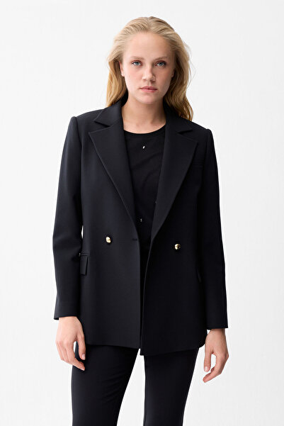 Love My Body Siyah Kruvaze Gabardin Ceket
