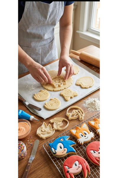 DigiArtisan3D Sonic Themed 3-Piece Cookie Mold and Dough Sculpting Set - Eco-Friendly Pla Material