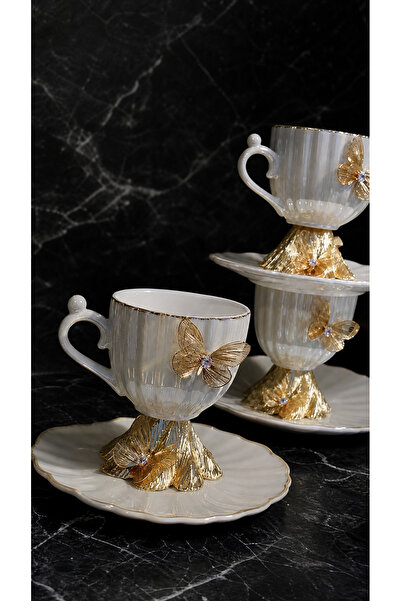 Elta Collection Luxurious Figured Detailed Coffee Cup Set |   Stylish Turkish...