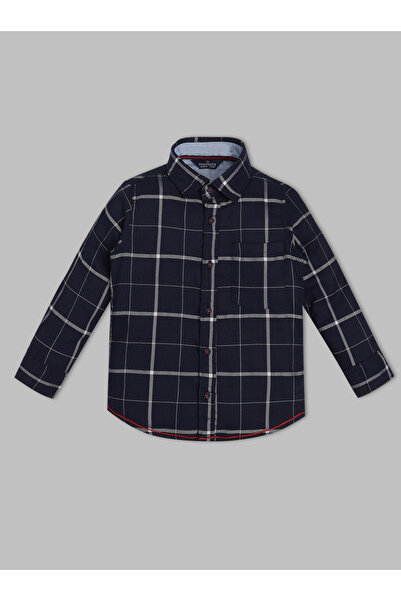 INFINITY By Styli Kids Navy Blue Cotton Checked Shirt