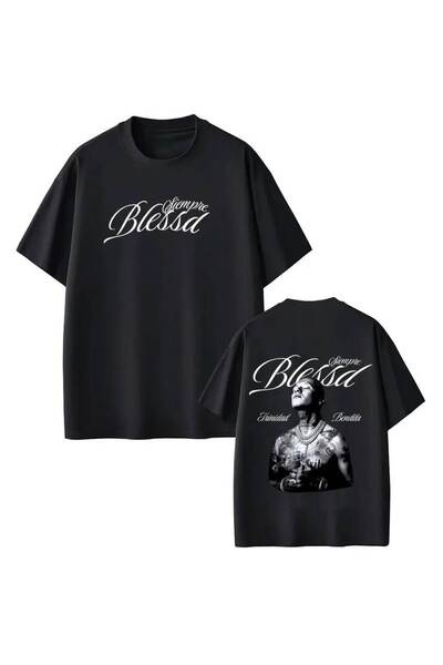 Özel Baskılı Oversize Pamuklu Bisiklet Yaka T-Shirt tshirt