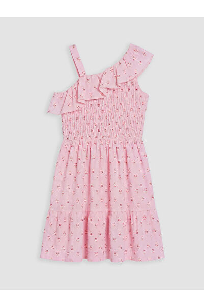LC Waikiki Nevavm One-Shoulder Patterned Ruffle Girl's Dress with Difference
