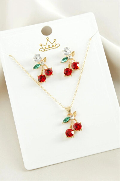 Marsilyan Nvdn- Cherry Zircon Stone Set Necklace Iegrs-Nvdn1
