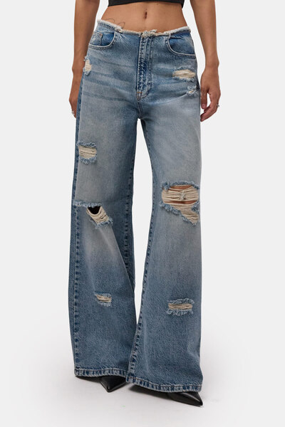 it's basic Blugi de damă, culoare denim, 12s6-32, croială dreaptă, cu design ...