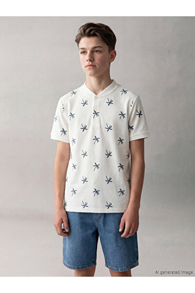 LC Waikiki Peak New Season Judge Collar Patterned Boys' T-Shirt