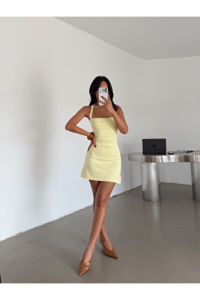 myd Halter Yaka Mini Elbise - Sarı