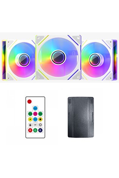 1stPlayer Set 3 ventilatoare 1stPlayer® Combo FC-wh aRGB, controller si telec...