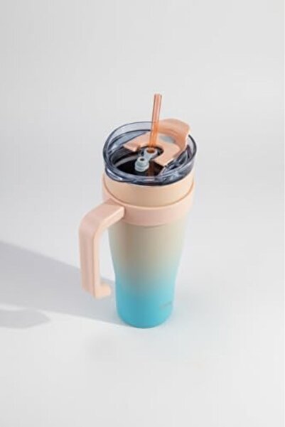 Yıldızan Tamgün Tall Thermos Cup with Straw Turquoise 1000ml Tamgün 1159648
