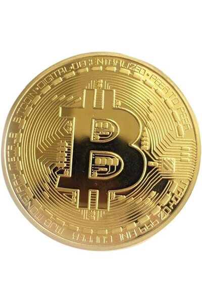 Busstier Ethereum Figürlü Metal Koleksiyon Objesi Altın Renk Şeffaf Koruma Kaplı