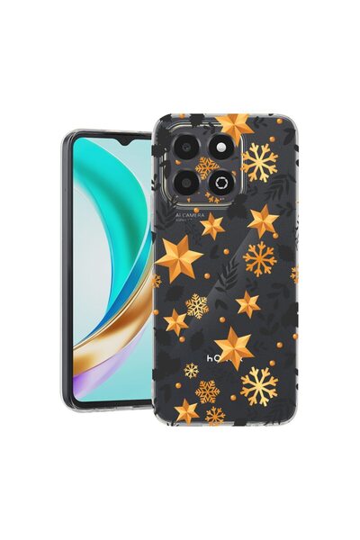 bestcase ¬Æ Husa Clear Slim Silicon Compatibila cu Honor X6c, Golden Stars, 3...