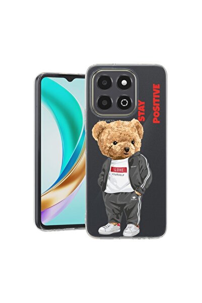 bestcase Прозрачен тънък силиконов калъф, съвместим с Honor X6c, Stay Positiv...