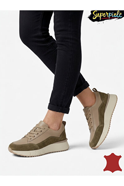 ANGEL BLUE Fashionable women's Genuine Leather sneakers with laces