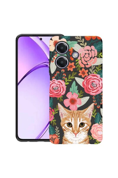 bestcase ¬Æ Husa pentru OPPO A60 5G / A40 / A40M, Cat and Flowers, Slim Silic...