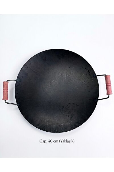 As Reyon Ahşap Saplı Et, Kavurma, Gözleme Saç Tava (40cm)