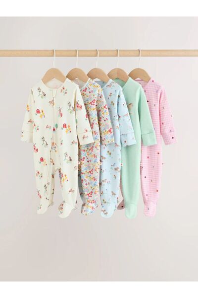 Next Baby Cotton Multicolored Polka Dot 5-Piece Romper Set
