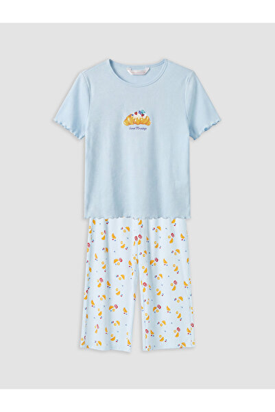 LC Waikiki Set de pijamale capri de damă cu model