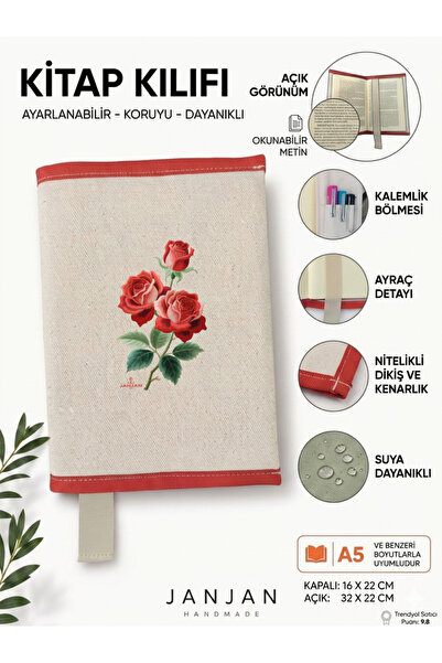 JANJAN Natural Fabric Book Cover,Washable Book Cover,Book Protector,32X22 cm ...
