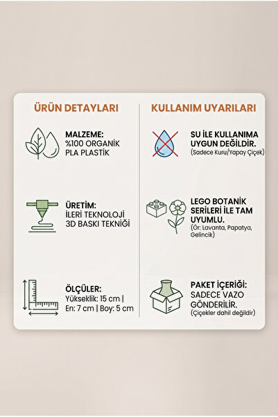 craftopya Brick Tuğla Tasarımlı Dekoratif Vazo - Botanik Çiçek Uyumlu