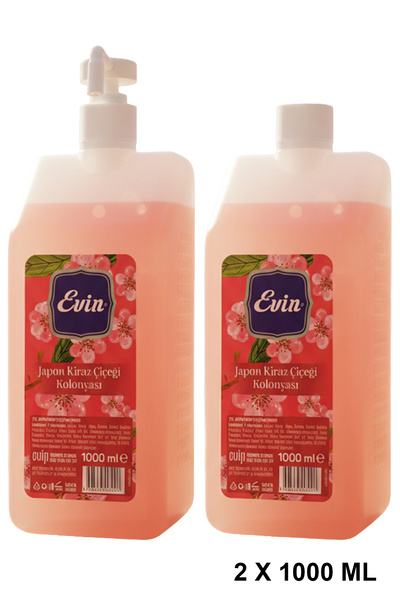 Evin Japon Kiraz Çiçeği Kolonya 1 Litre 70° Kilitli Kapak Koruma - 2 Adet