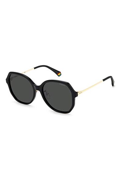 Polaroid نظارات شمسية نسائية PLD 6177/G/S باللون الأسود مقاس 57 ملم