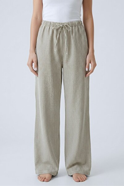 Saade Striped Elastic Waist Wide Leg Woven Trousers