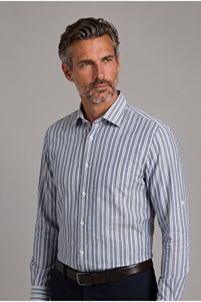 Bisse Gray Regular Fit Cotton Pocketed Sport Collar Shirt